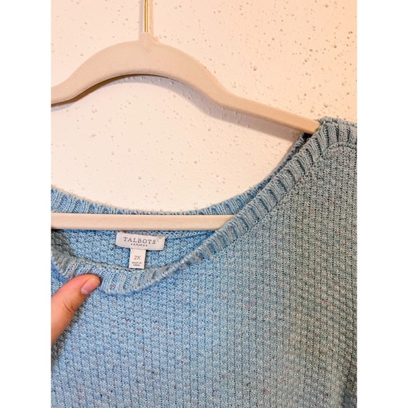 Plus Size Talbots Baby Blue Knit Sweater Blouse Size 2X - Picture 4 of 6